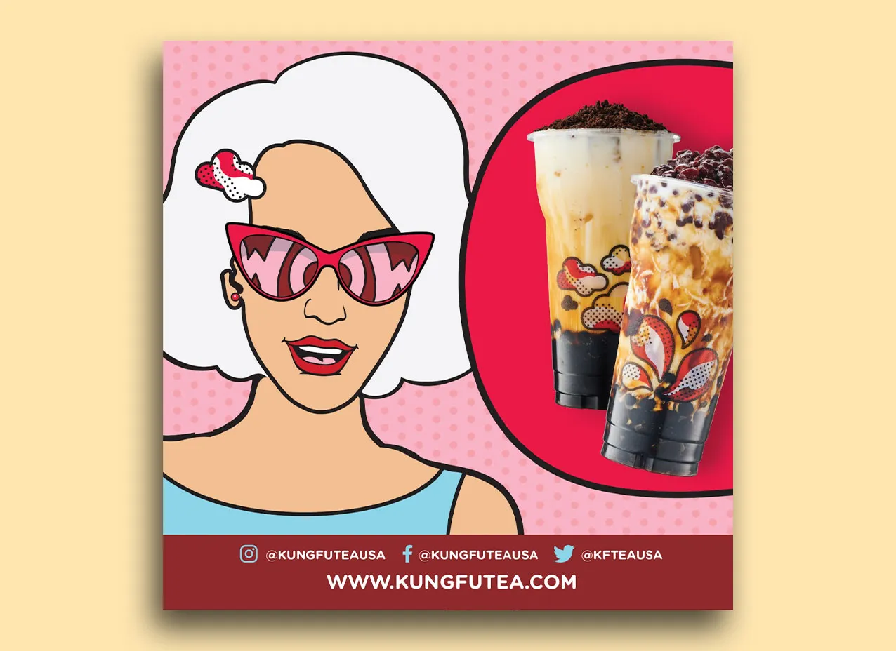 Custom character design and illustrations created for Kung Fu Tea.