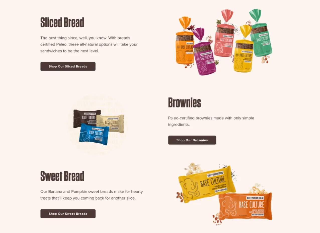 eCommerce product page design created for Base Culture, a Designity client.