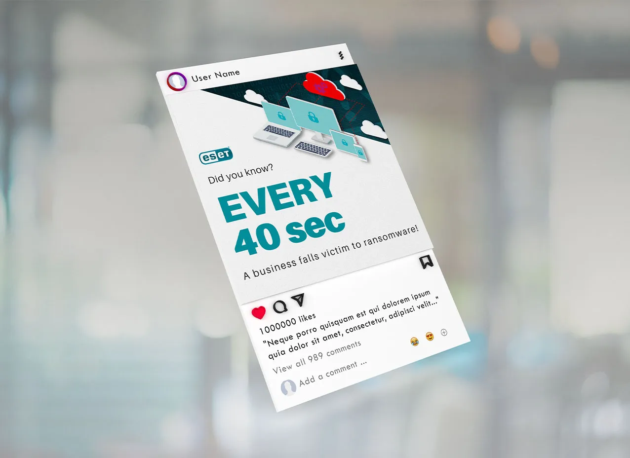 Social media ad design created for ESET.