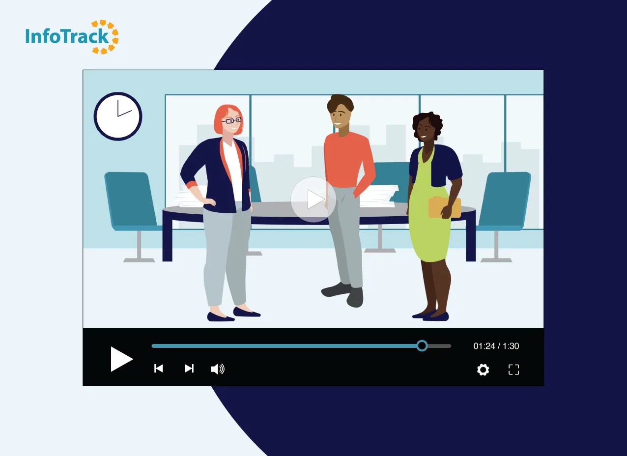 Frame from an explainer video created for InfoTrack, a law firm automation company.