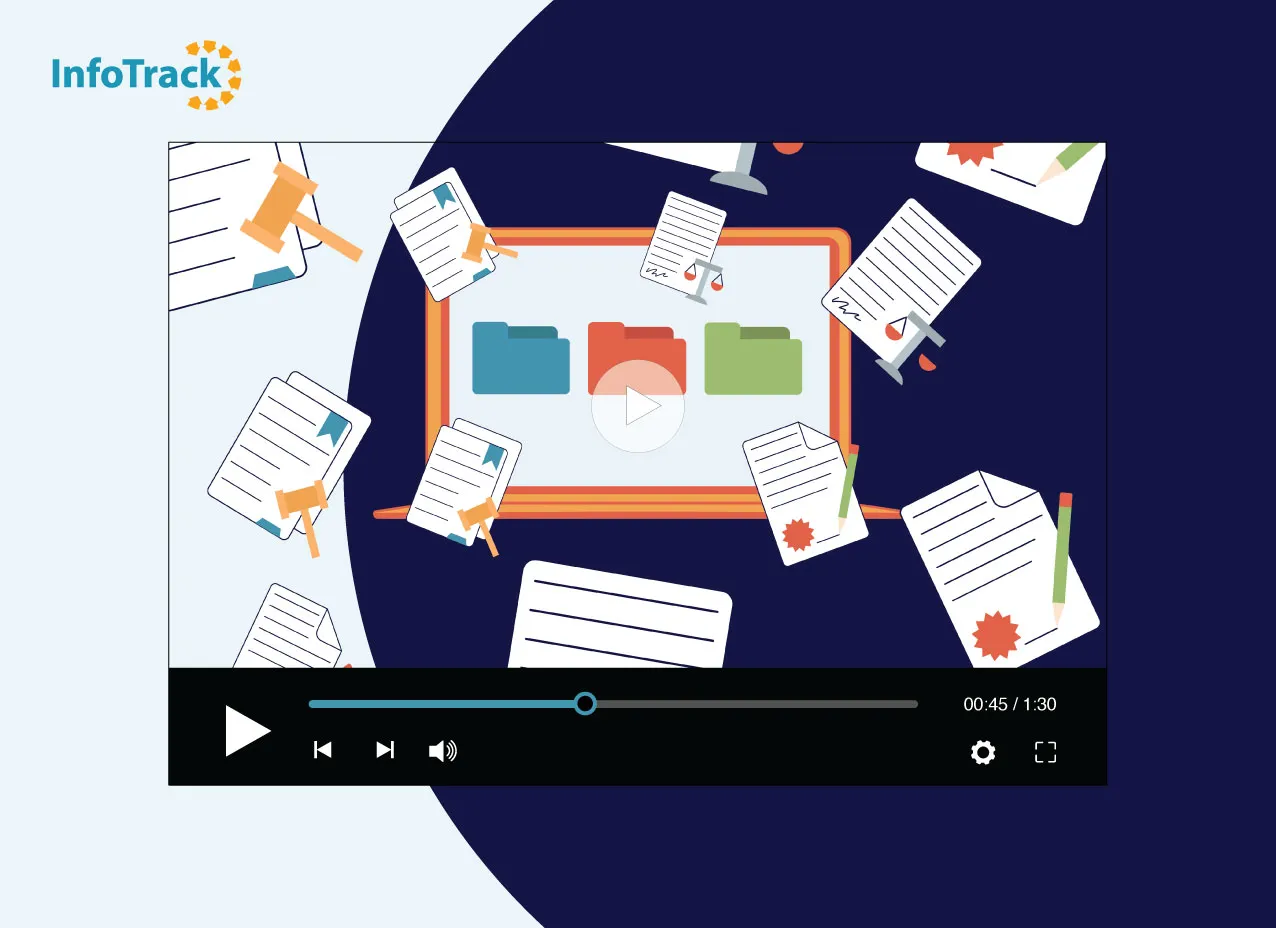 Frame from a motion graphic explainer video created for InfoTrack, a Designity client.