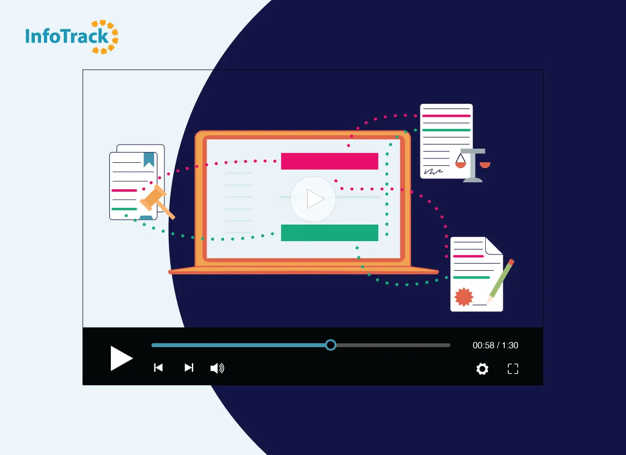 Frame from a motion graphic explainer video created for InfoTrack.