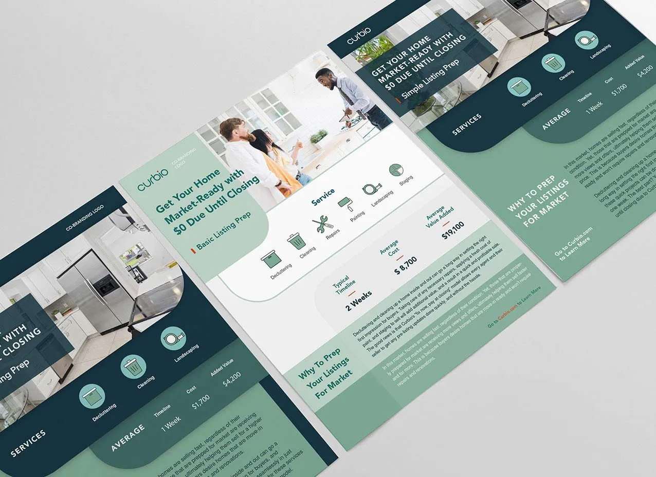 Listing prep flyer design created for Curbio.