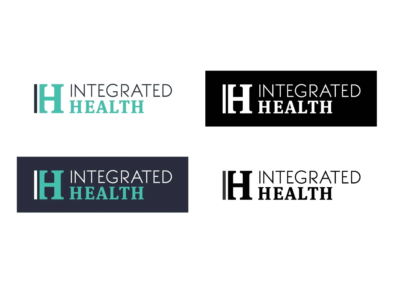 Variations of logo design for Integrated Health, a Designity client.