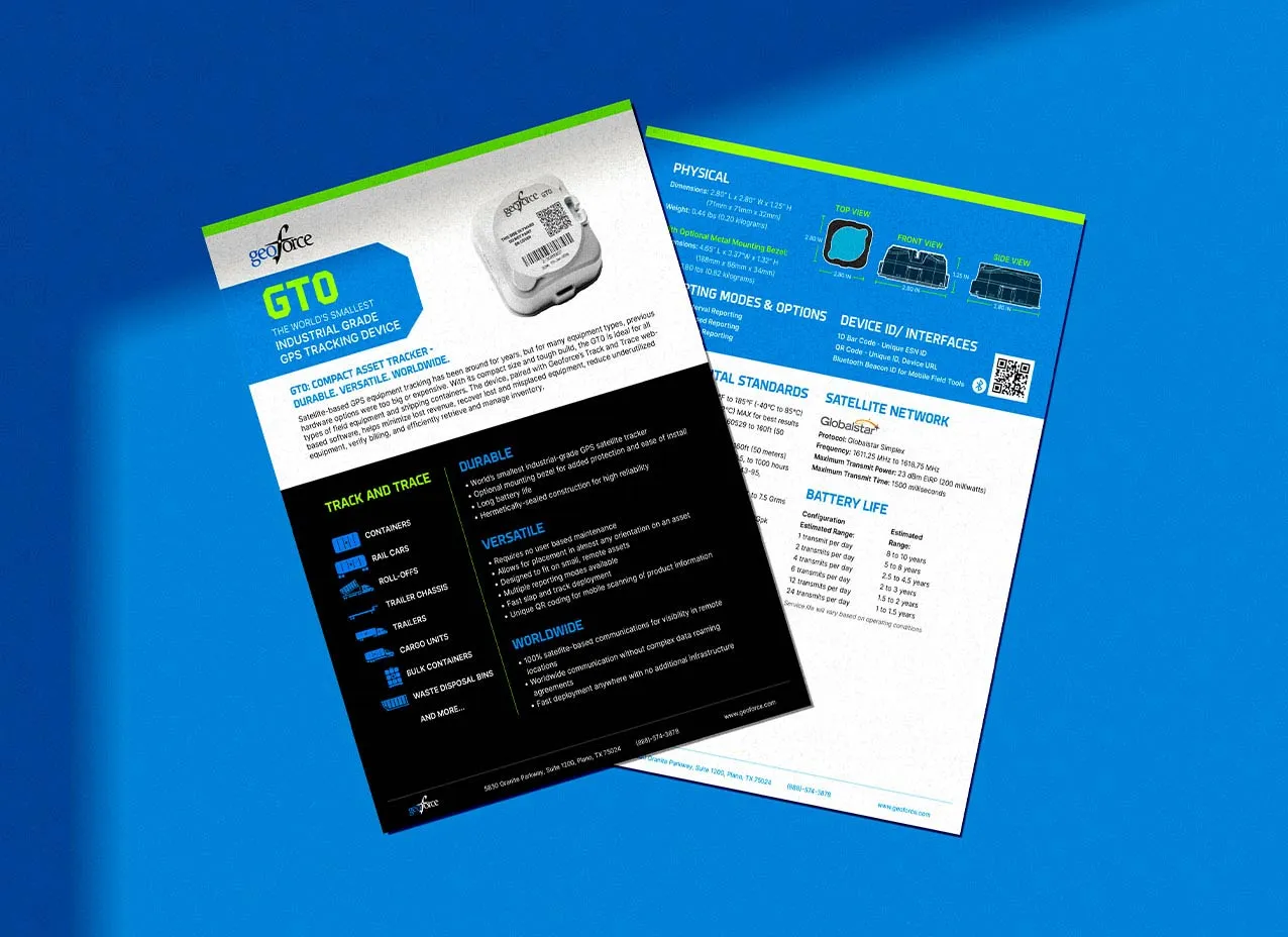 Spec sheets created for Geoforce, a Designity client.