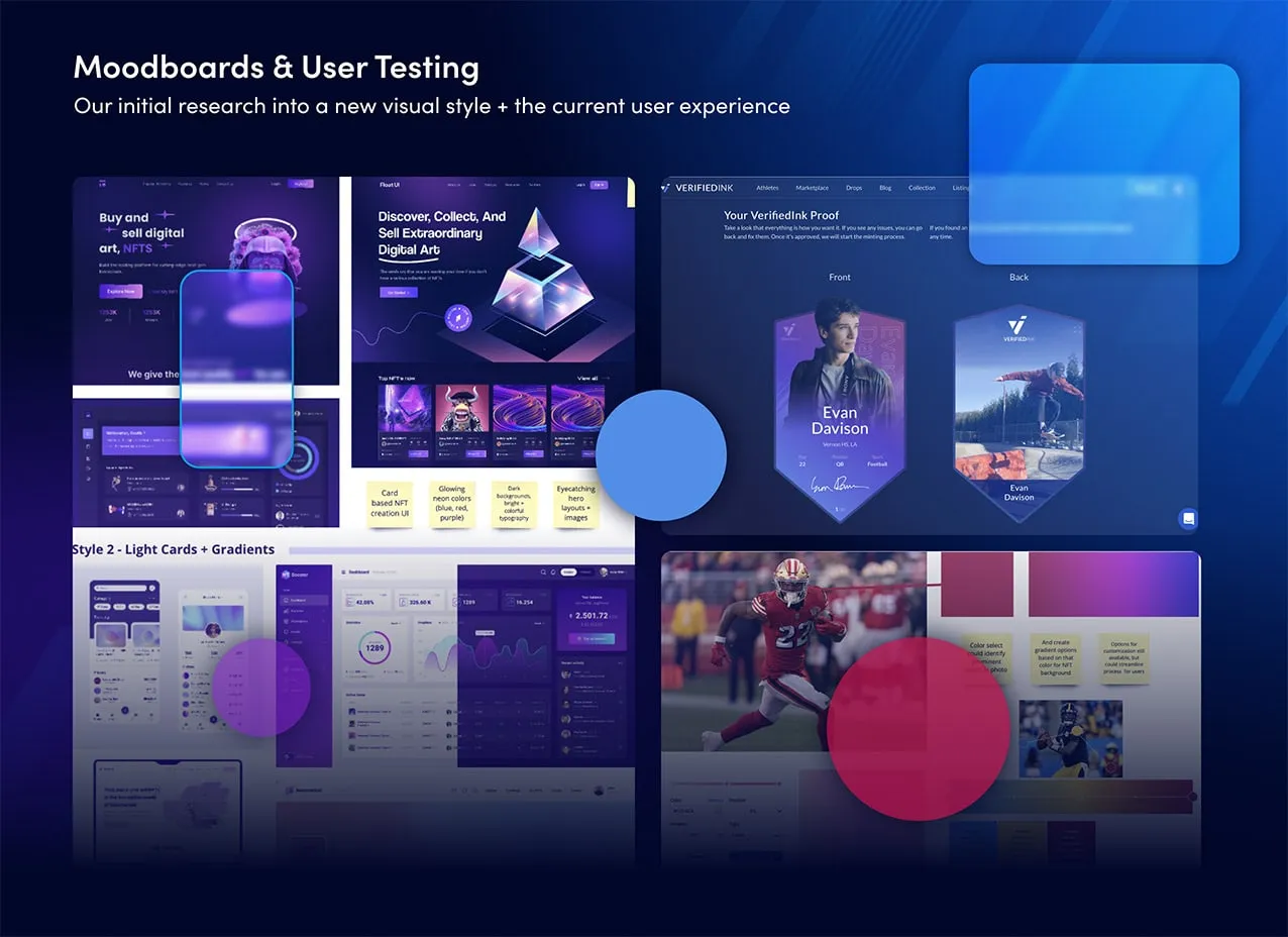 Mobile app design created for VerifiedInk, a sports NFT company.
