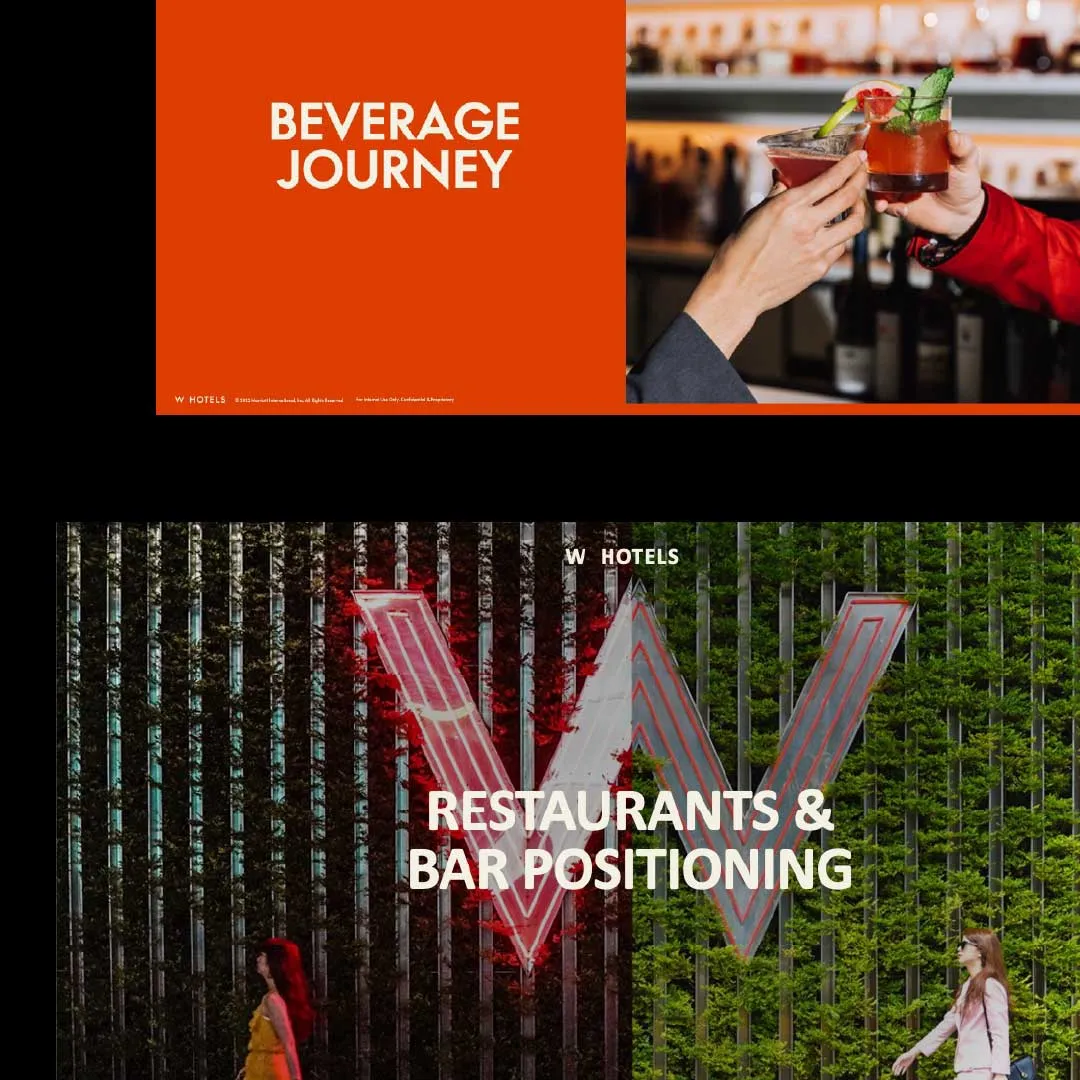 Marketing Collateral for W Hotels Restaurants & Bar