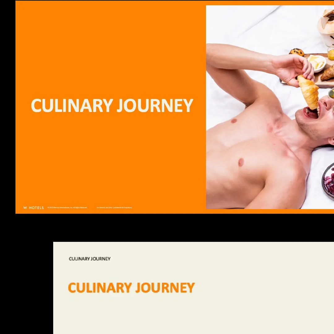 Slide from a Powerpoint presentation design created for W Hotels, a Marriott International Brand.