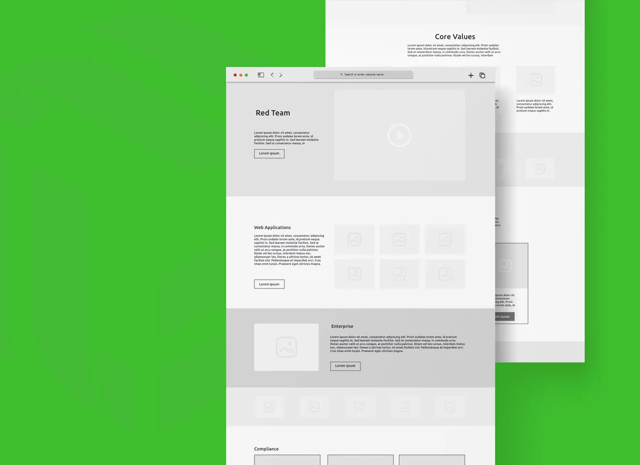 Web design samples from a web design and coding project for Fortreum, a cybersecurity company.