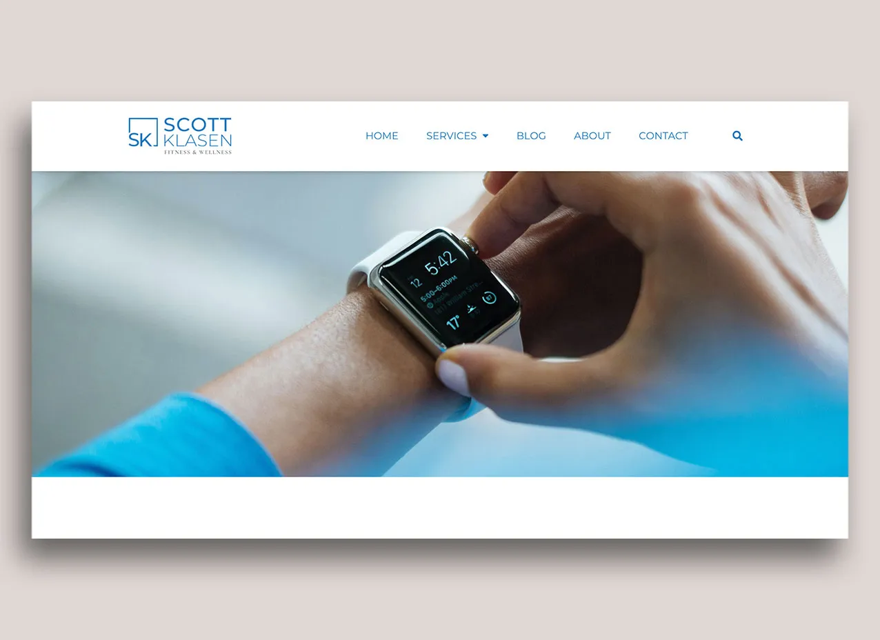 Web design created for Scott Klasen, a fitness and wellness brand.