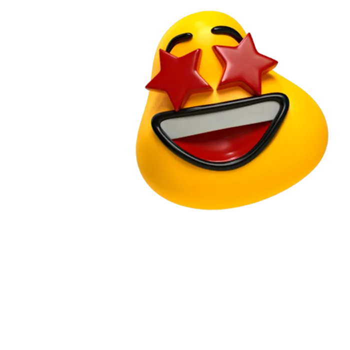 Graphic of a smiling emoji, happy about Designity’s industry-leading creative model