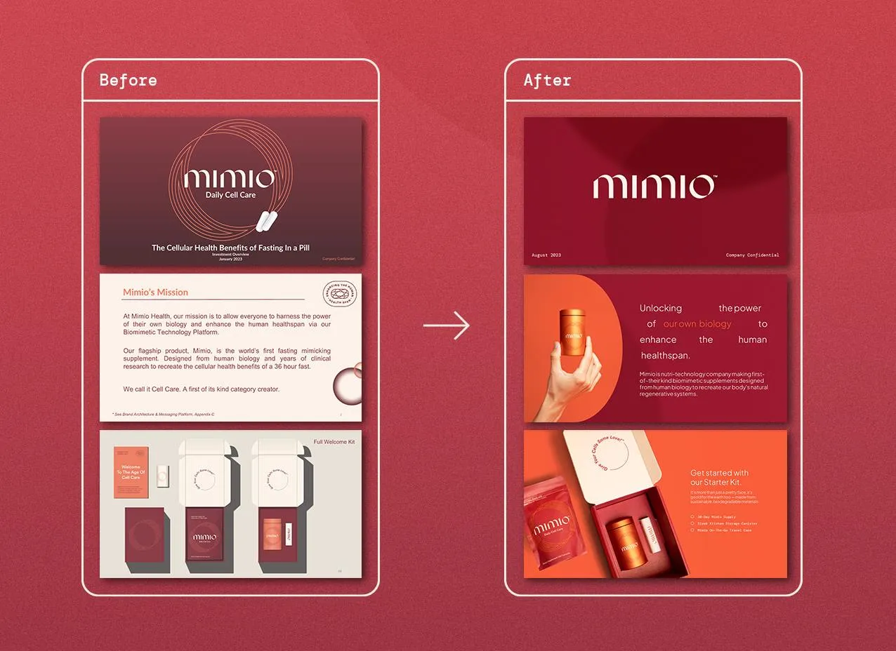 Mimio Presentation & Publication by Designity comparison of the decks before and after.