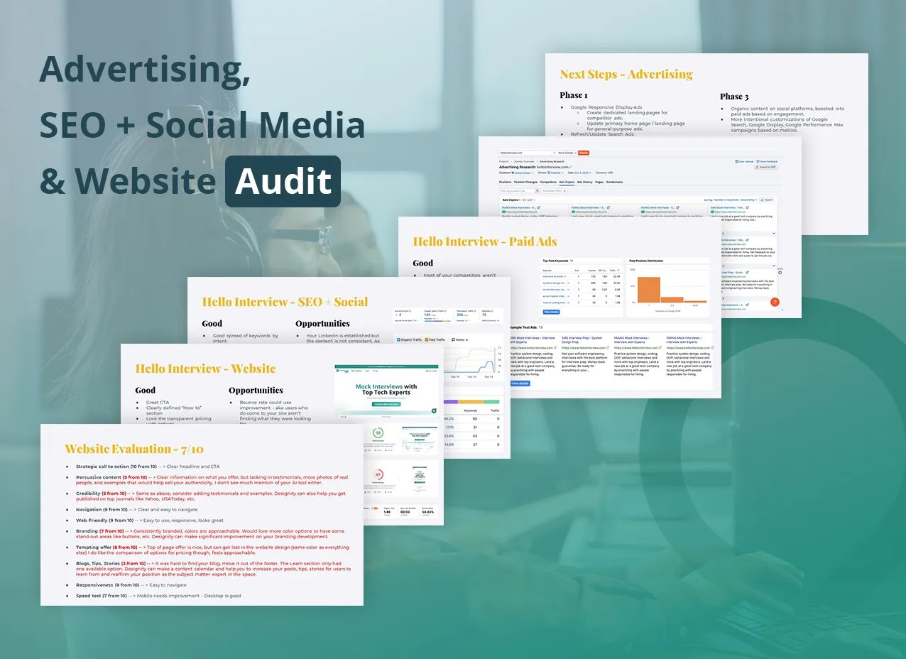 Hello Interview Marketing Audit & Strategy by Designity and presenting our full marketing audit.