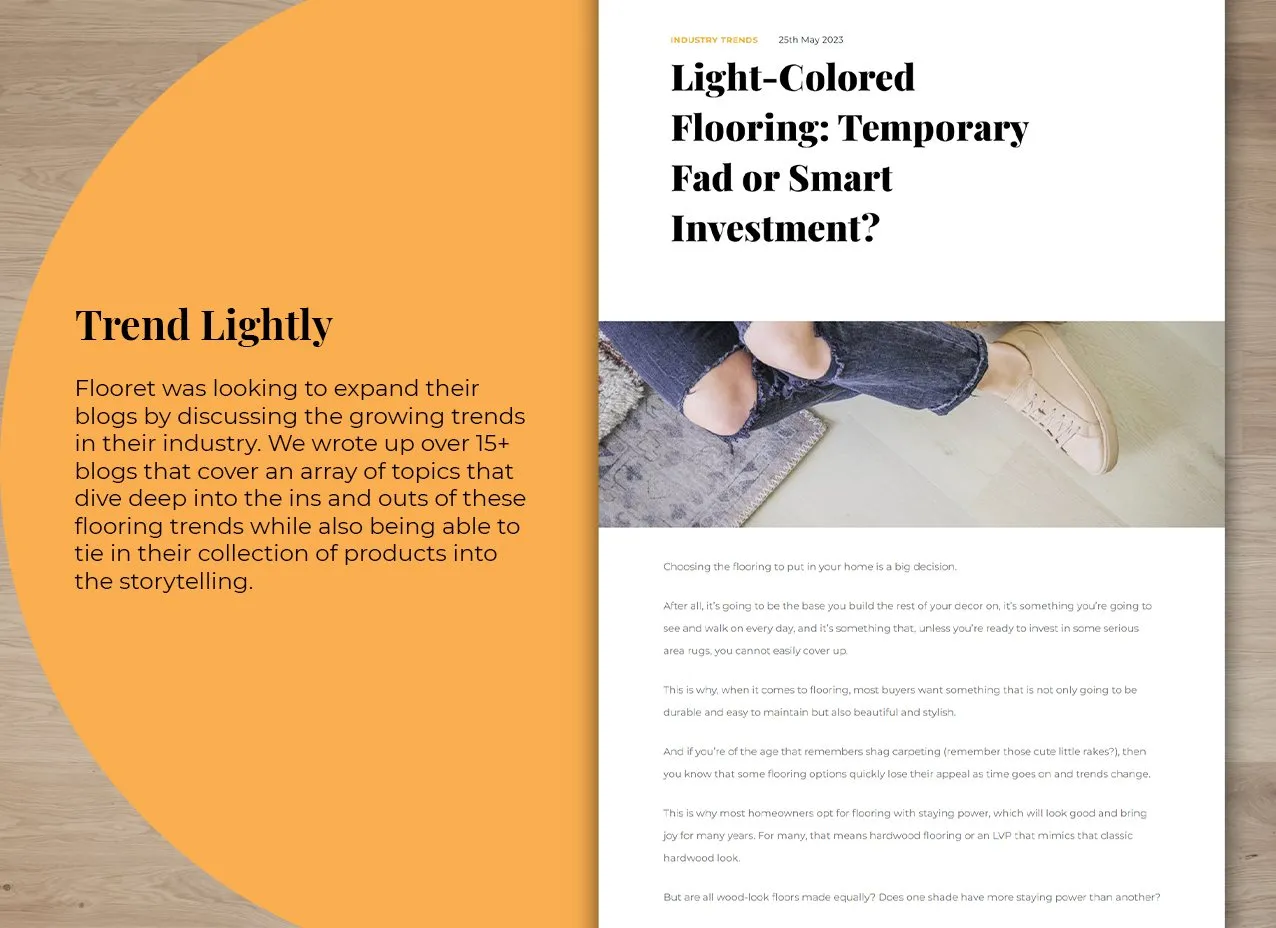Flooret Copy & Content Writing by Designity discussing Flooret's blogs.