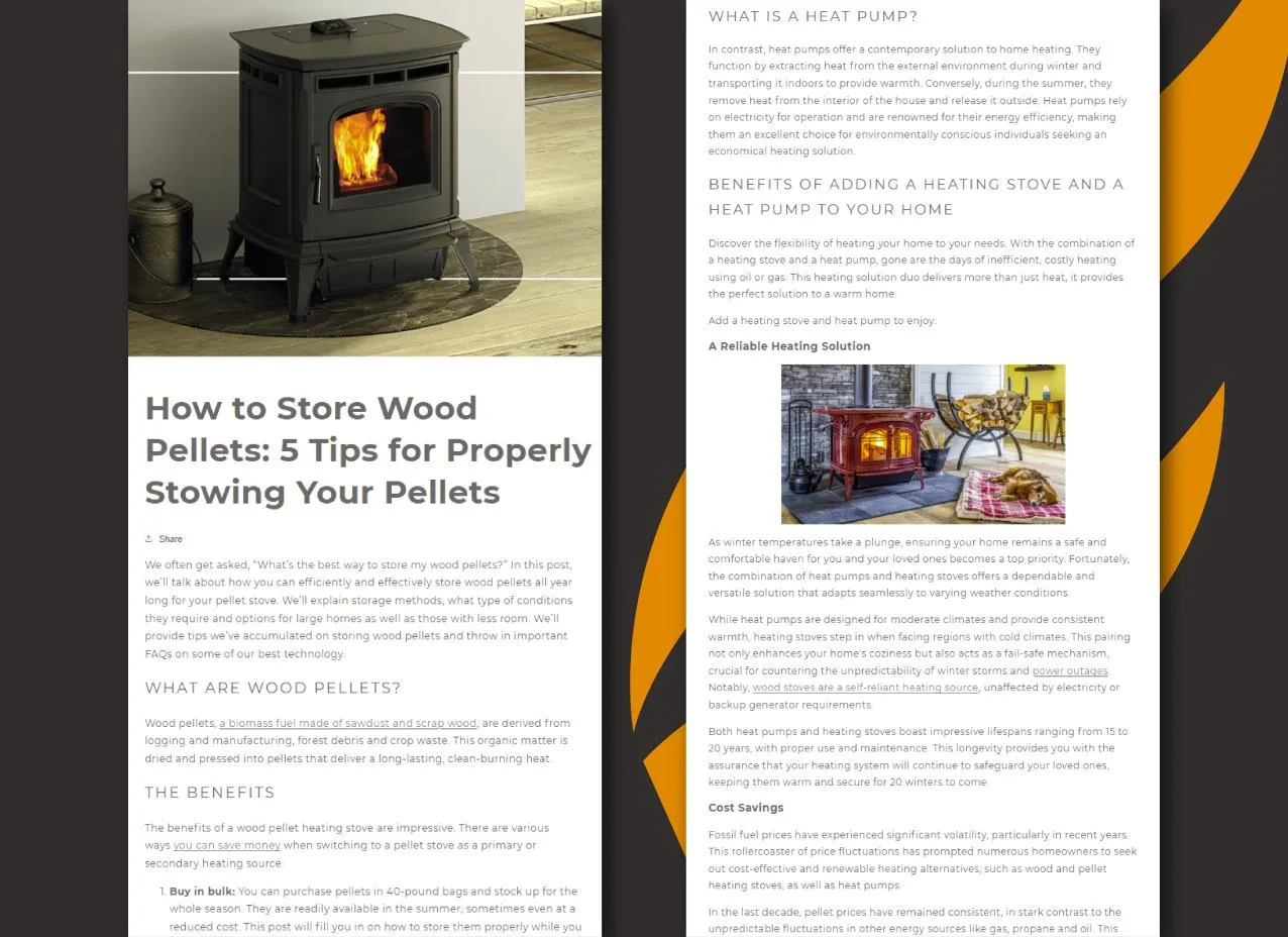 Hearth & Home Copy & Content Writing by Designity with an overview of the written blogs.