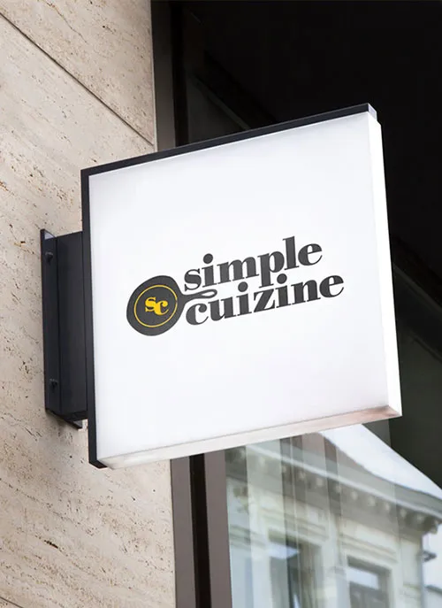 Branding for Simple Cuizine signage mockup.