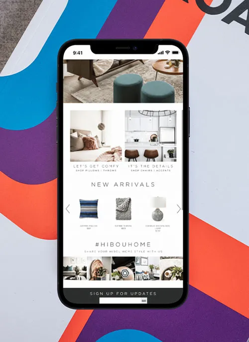 Hibou mock up of the responsive mobile website.
