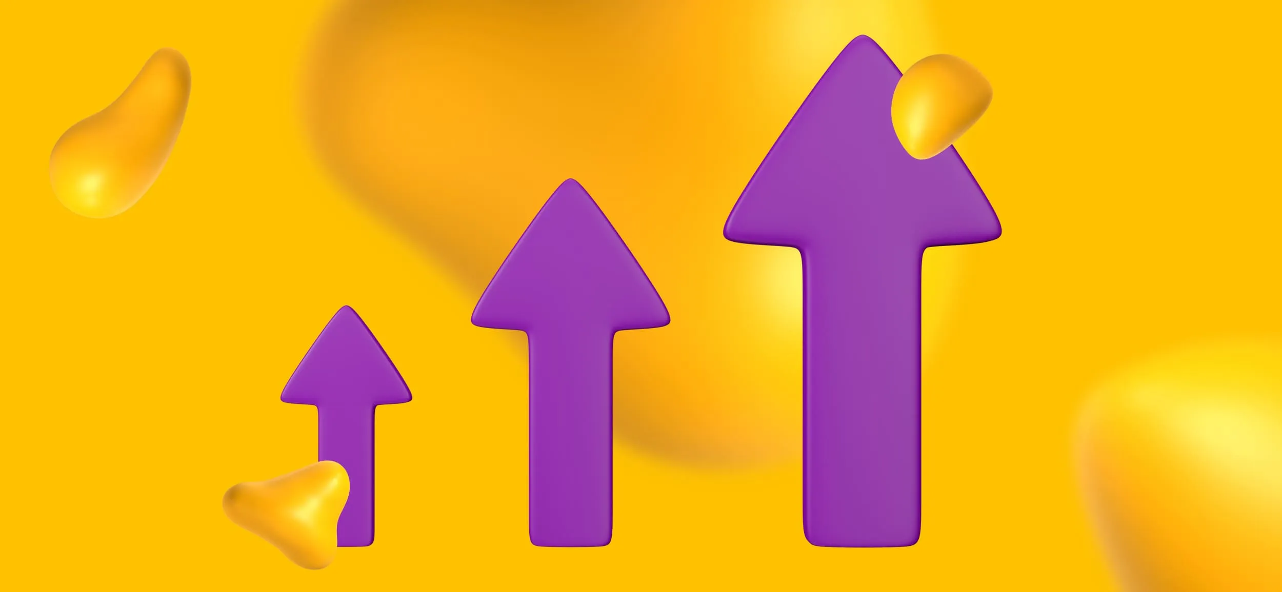 A series of three arrows, each one bigger than the last. Good branding increases your brand recognition.