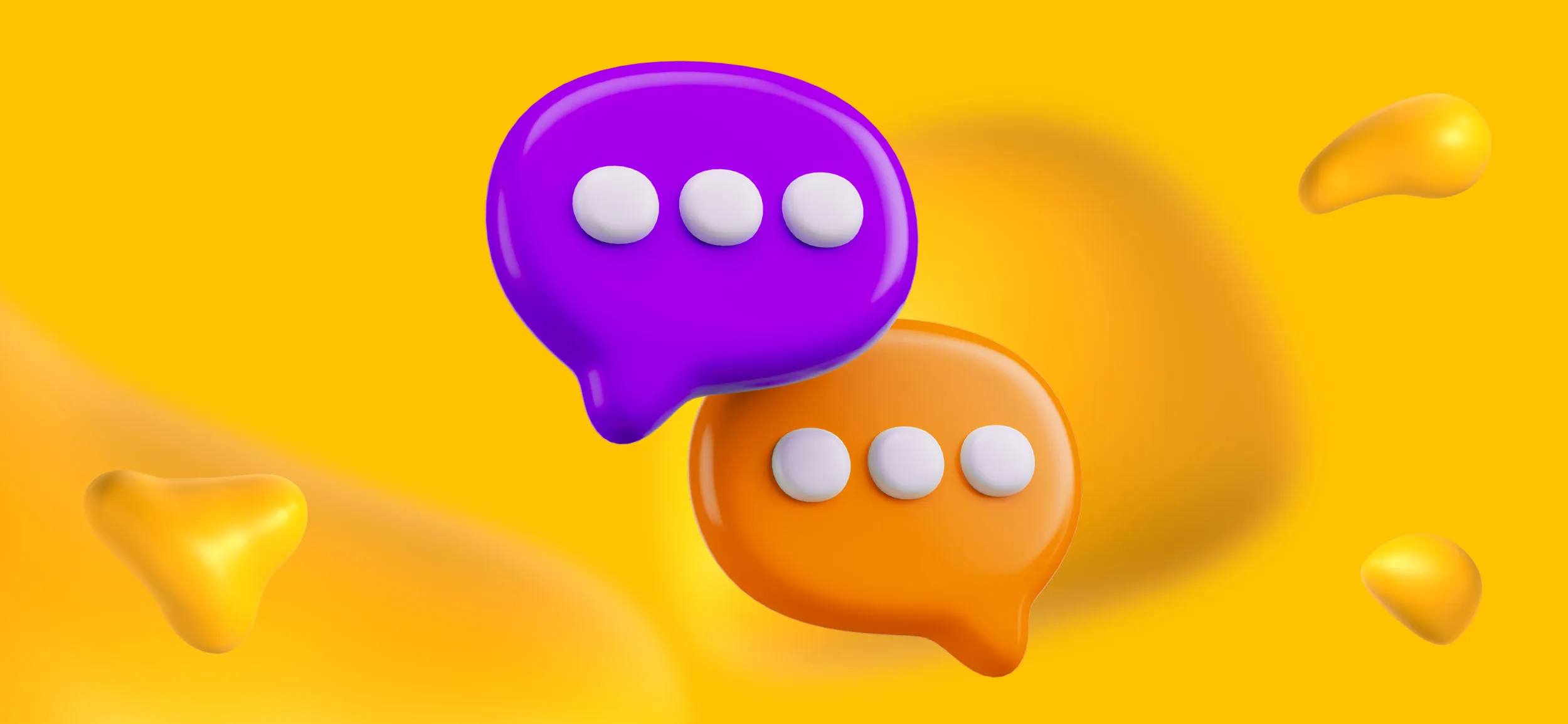 Two text bubbles, one purple, one orange.