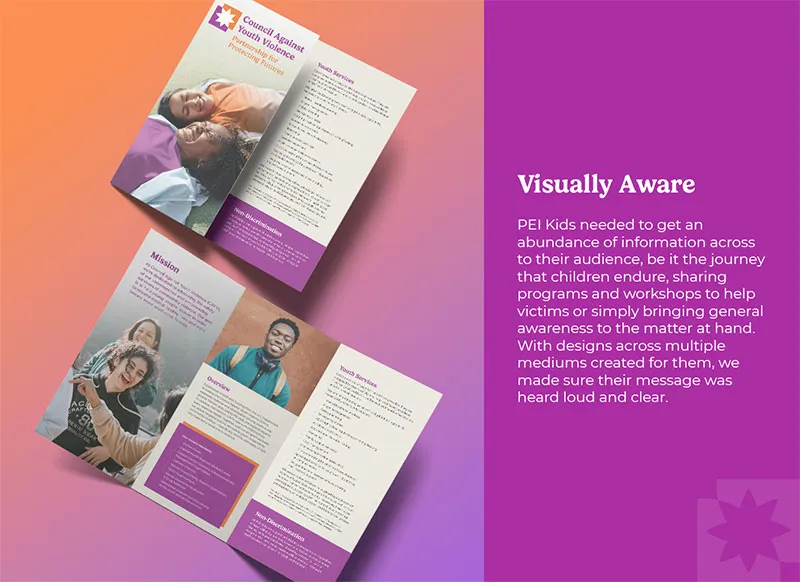 PEI Kids brochure design with a layout that allows the information to be easily read. 