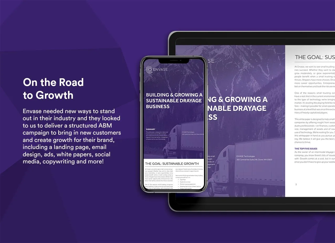 Envase Account-Based Marketing by Designity with overview of full scope and look at ads.