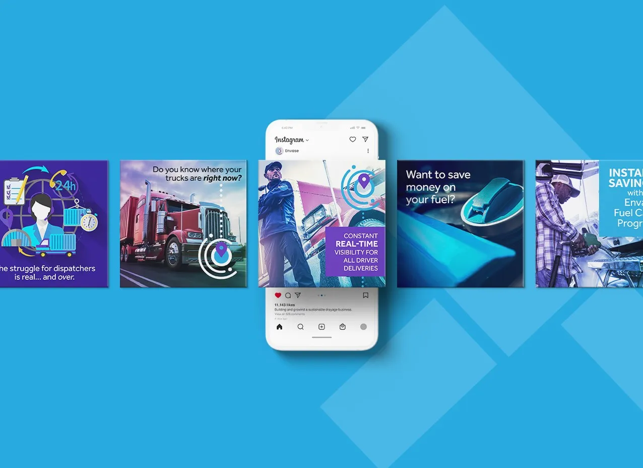 Envase Account-Based Marketing by Designity with completed social media post designs.