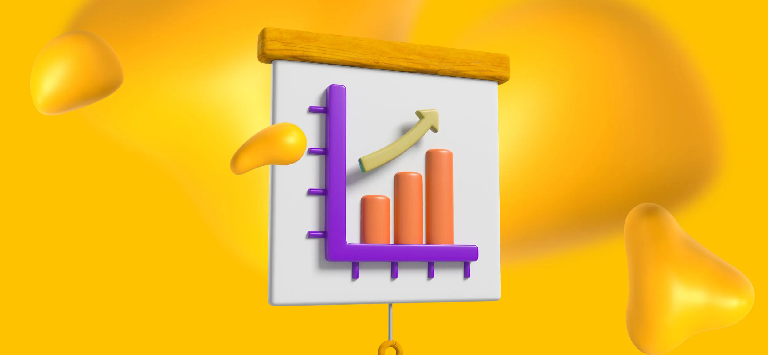 A bar graph showing an arrow trending upwards.