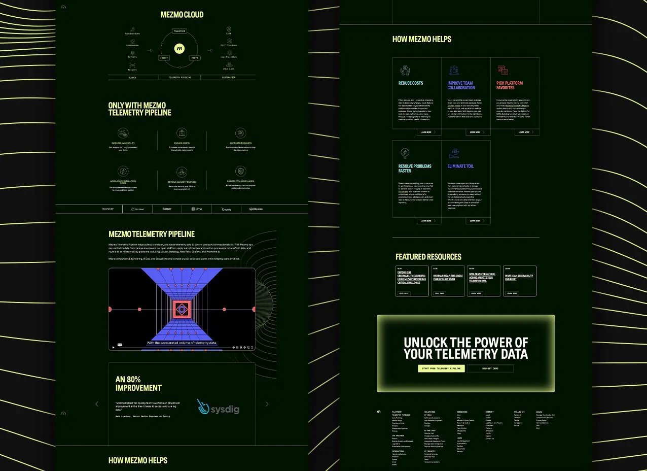 Mezmo Account-Based Marketing by Designity and Mezmo's new expansive landing page design.