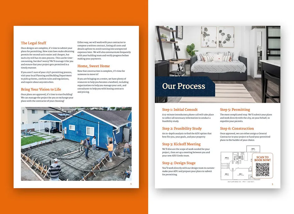 Inside layout of a brochure made for ADU.