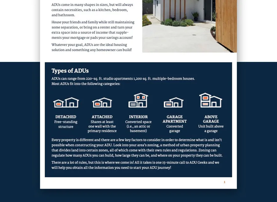 Custom icons made for a brochure for ADU Geeks.
