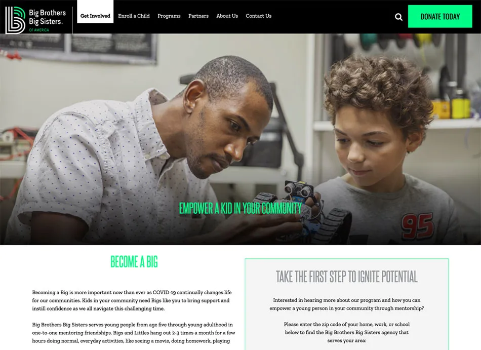 From web design to coding Designity created a website for BBBS.