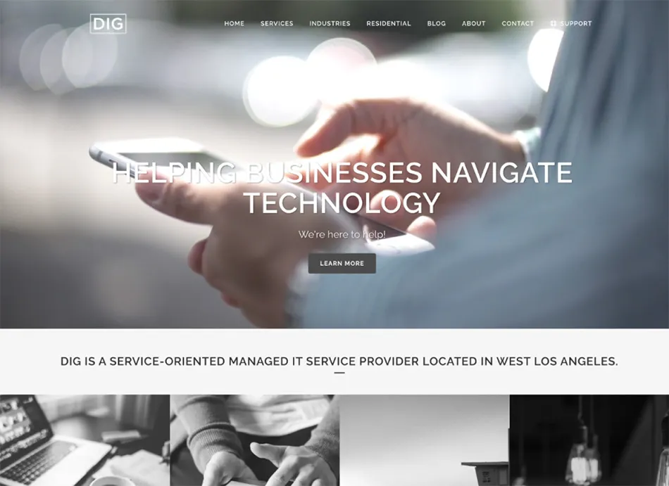 Web design created for DIG, a Designity client.