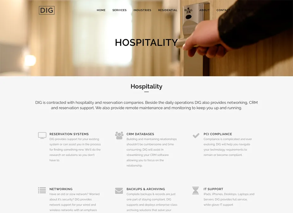 Screenshot of new website created for DIG, a Designity client.