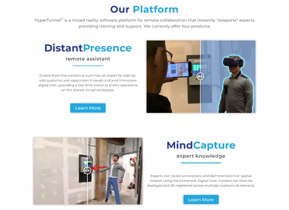 Website design created for HyperTunnel, a Designity client.