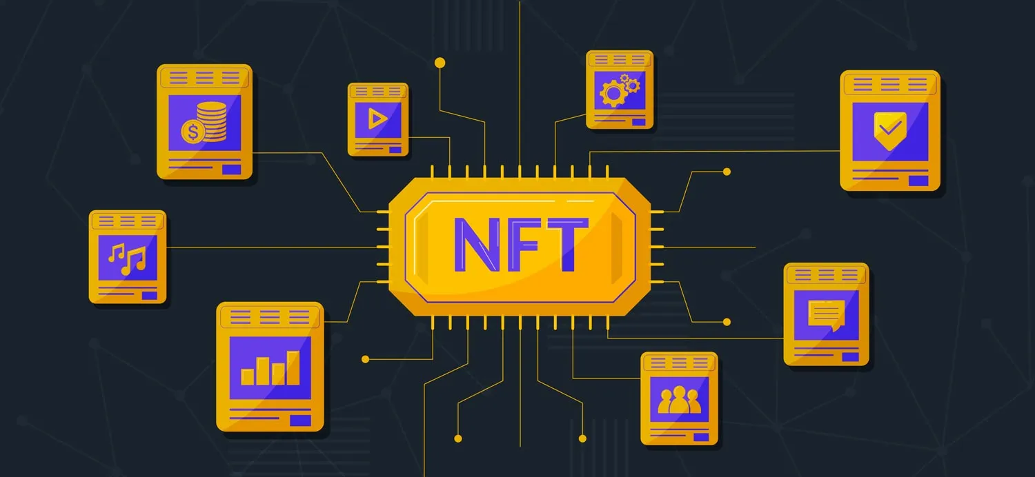 A circuit board with NFT in the middle.