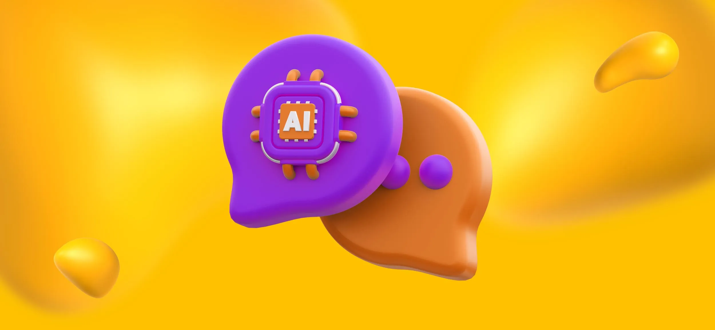Two caption bubbles, one with an AI chip.