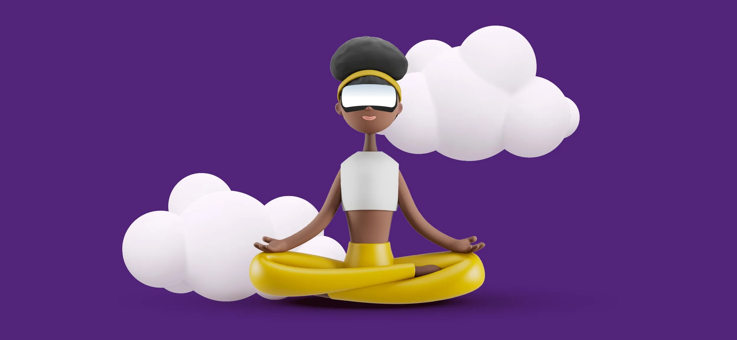 Woman using a virtual reality meditation app.