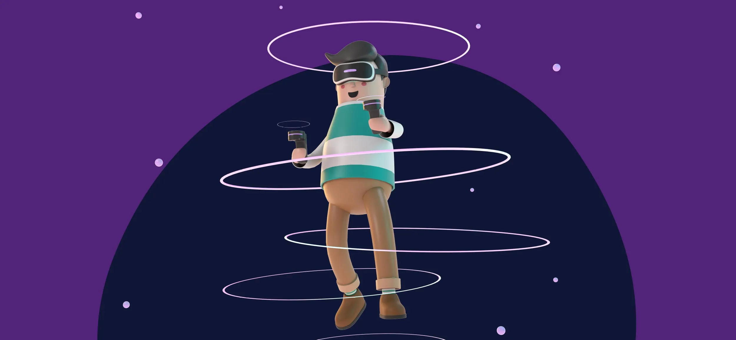 Man playing a virtual reality game.