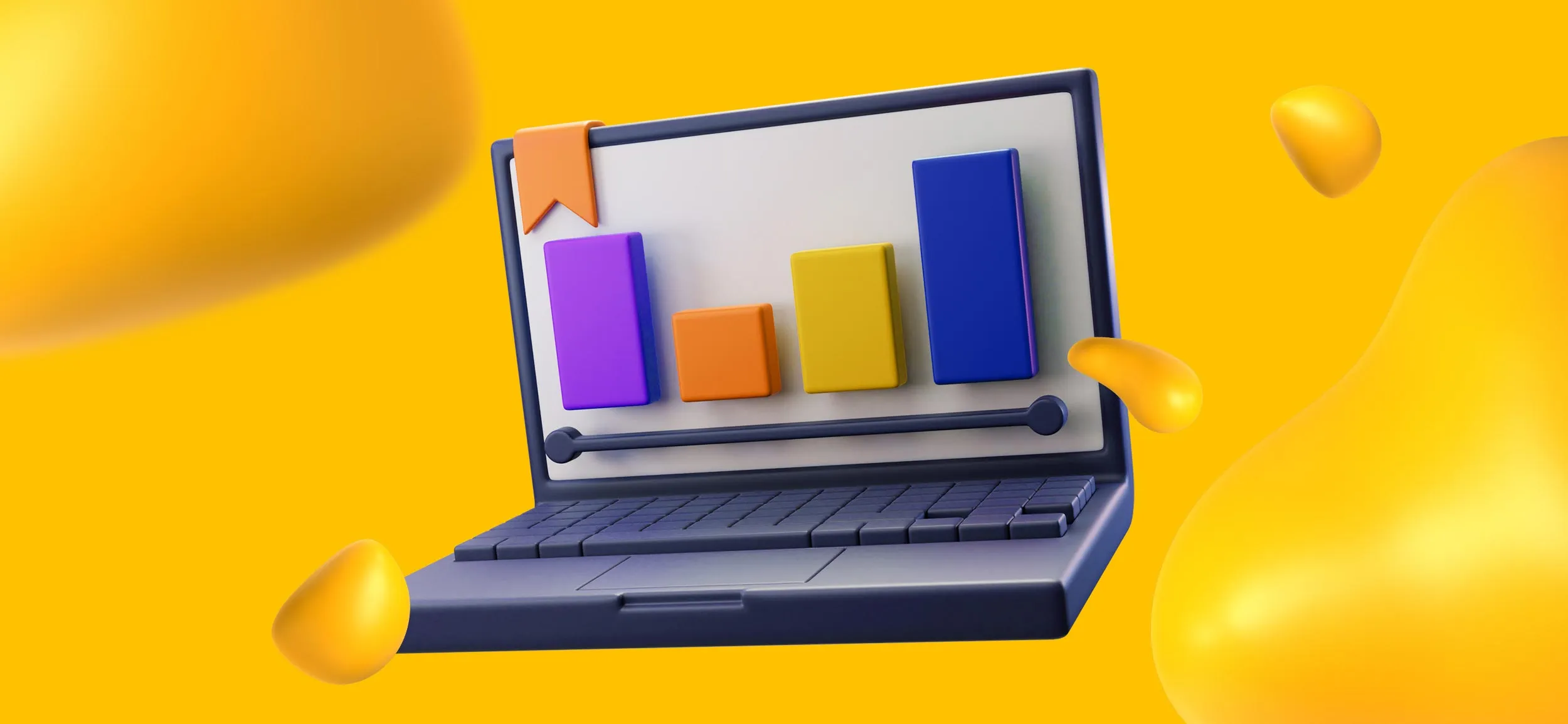 A laptop screen showing slide deck special effects bars on its screen.