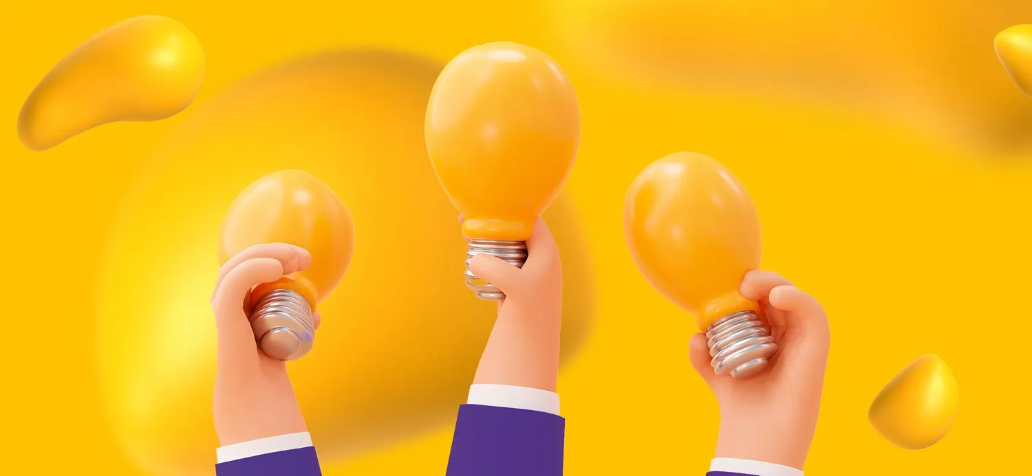 Three hands holding up three light bulbs for more presentation ideas!