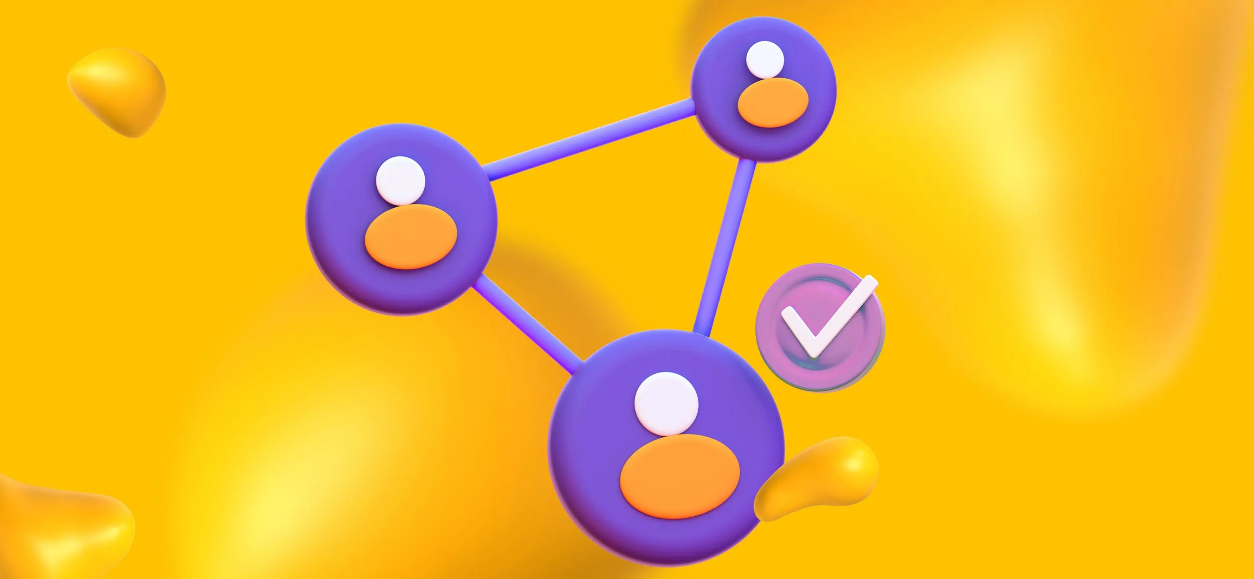 A triangle with an avatar at each point, for content that connect.