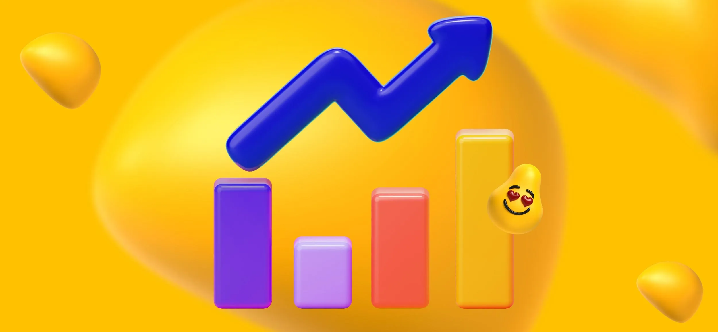 A bar graph and an arrow trending upward.