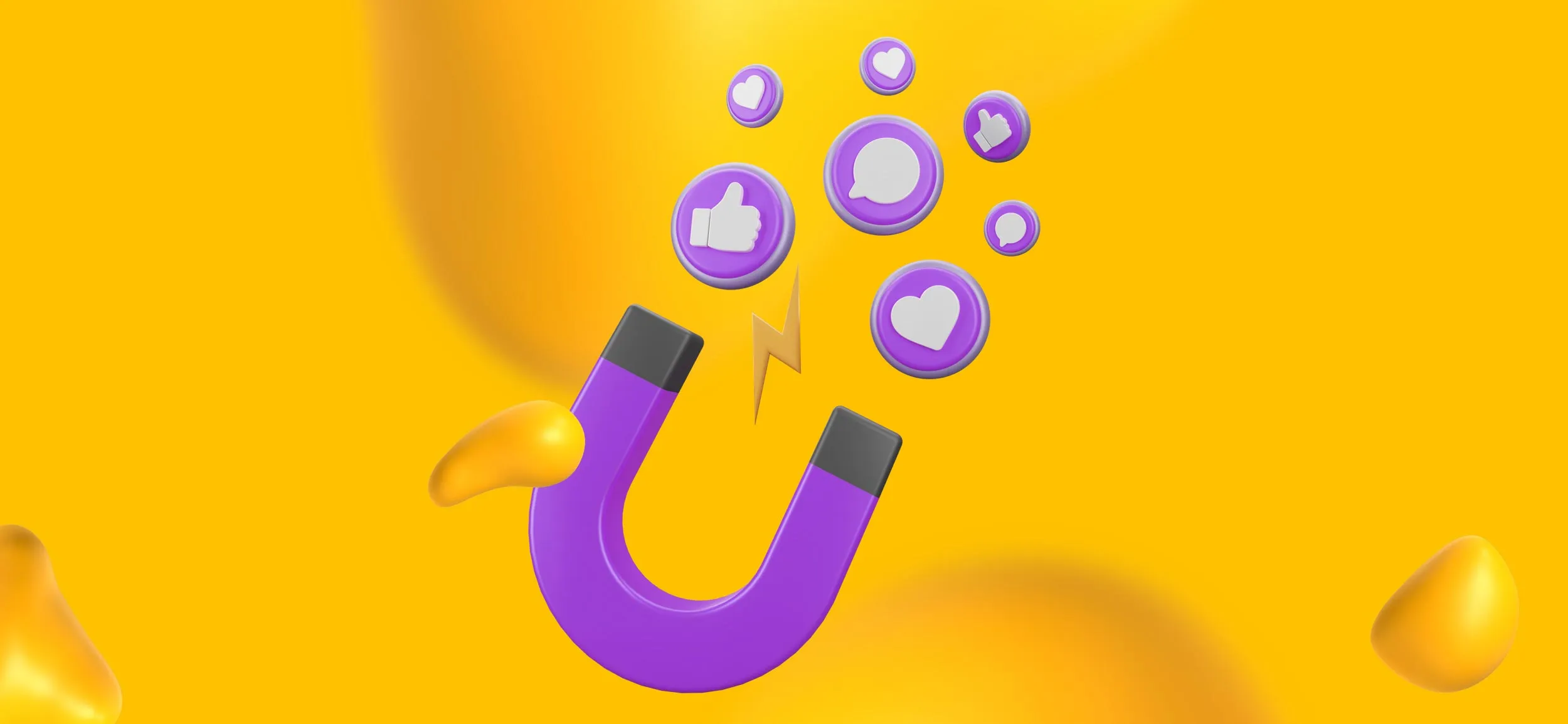 A magnet, attracting social media like and heart icons. Retargeting is an effective email automation strategy.