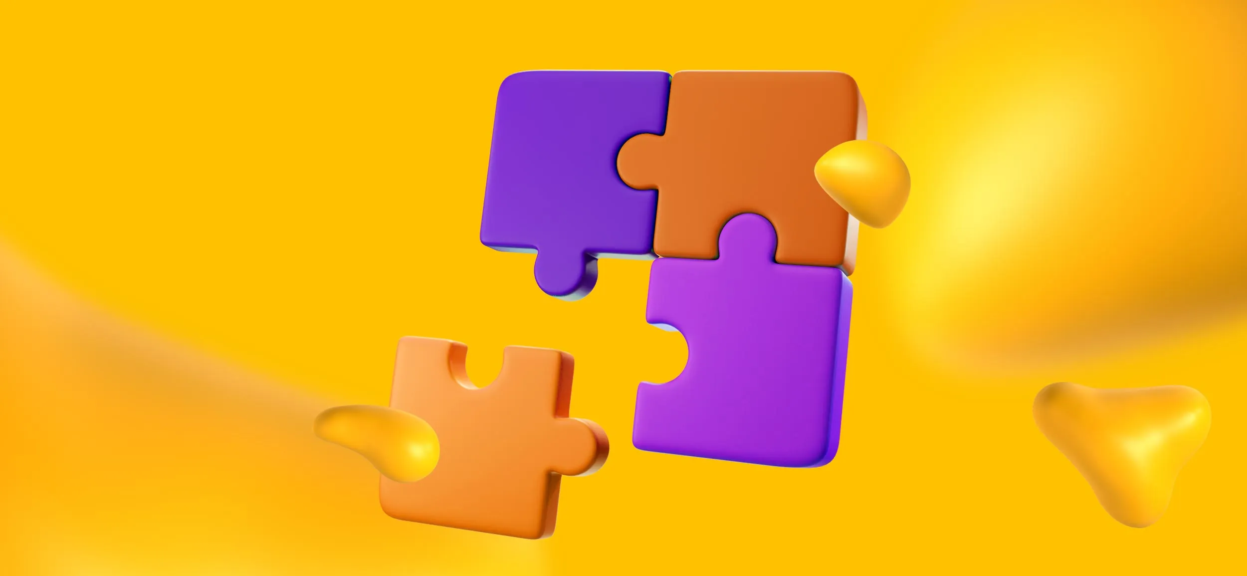 Three interconnected puzzle pieces with their last piece coming into place.