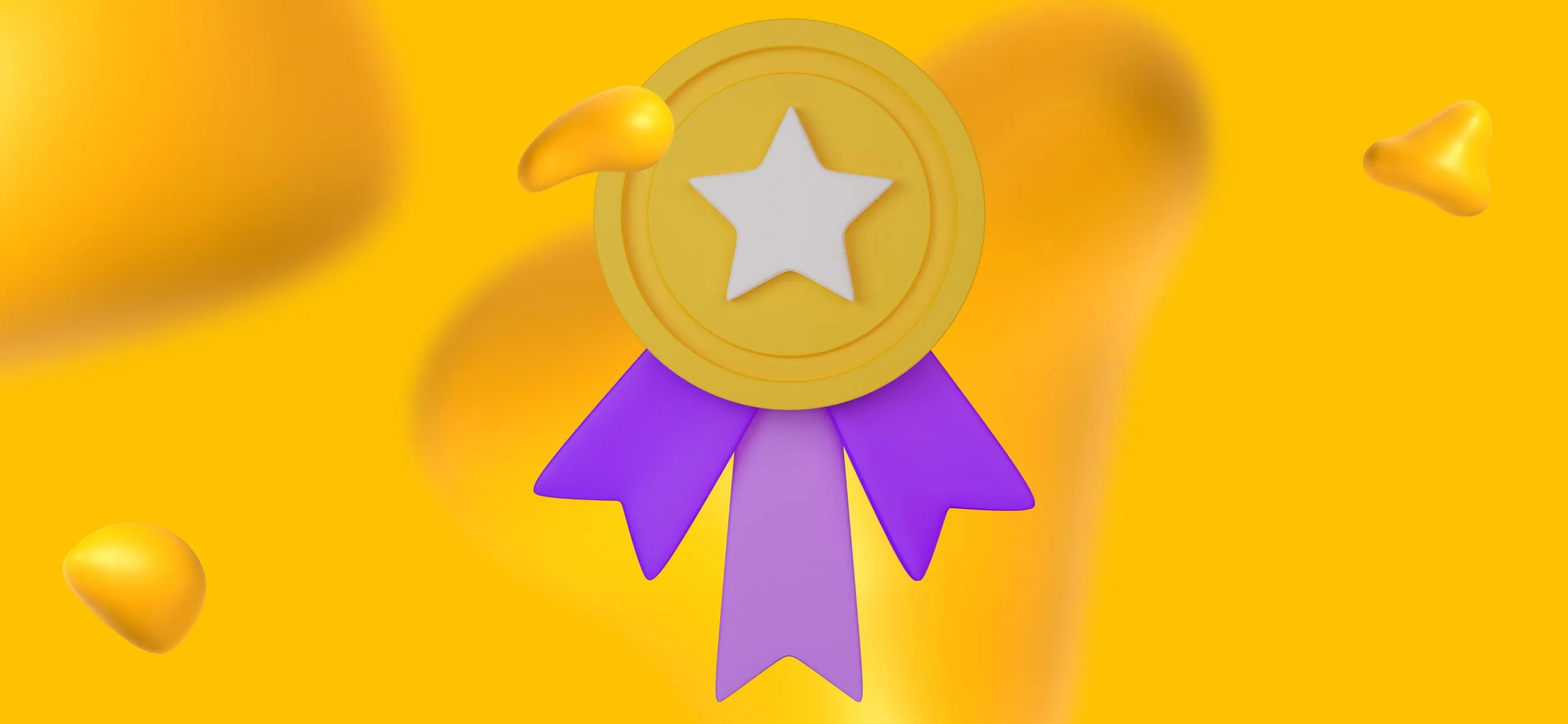 A gold medal with a purple ribbon. Good branding wins you trust and credibility.