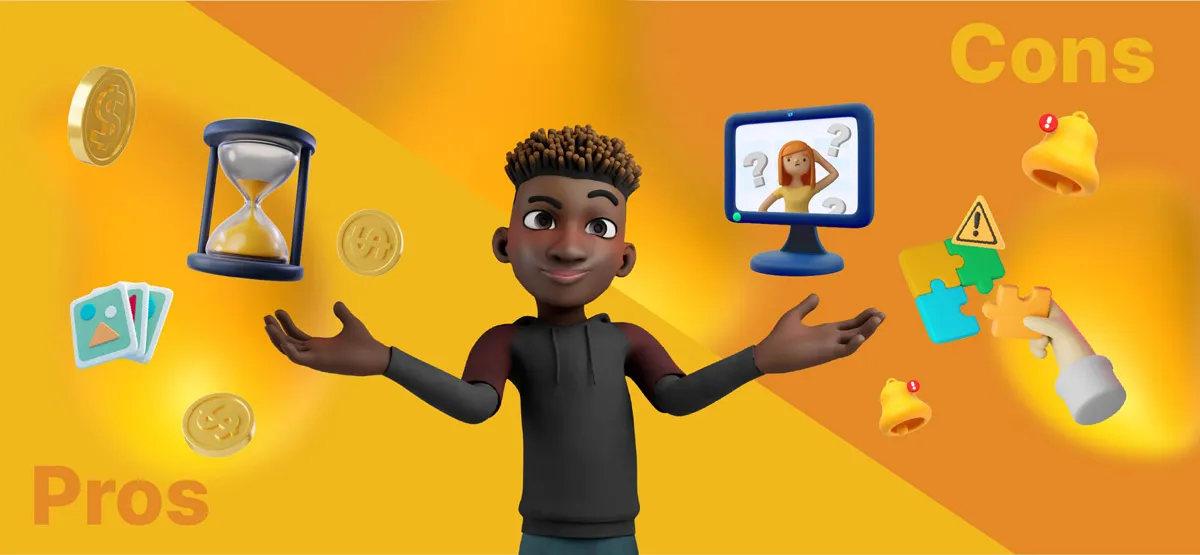Marketer weighing the pros and cons of Fiverr logo design.