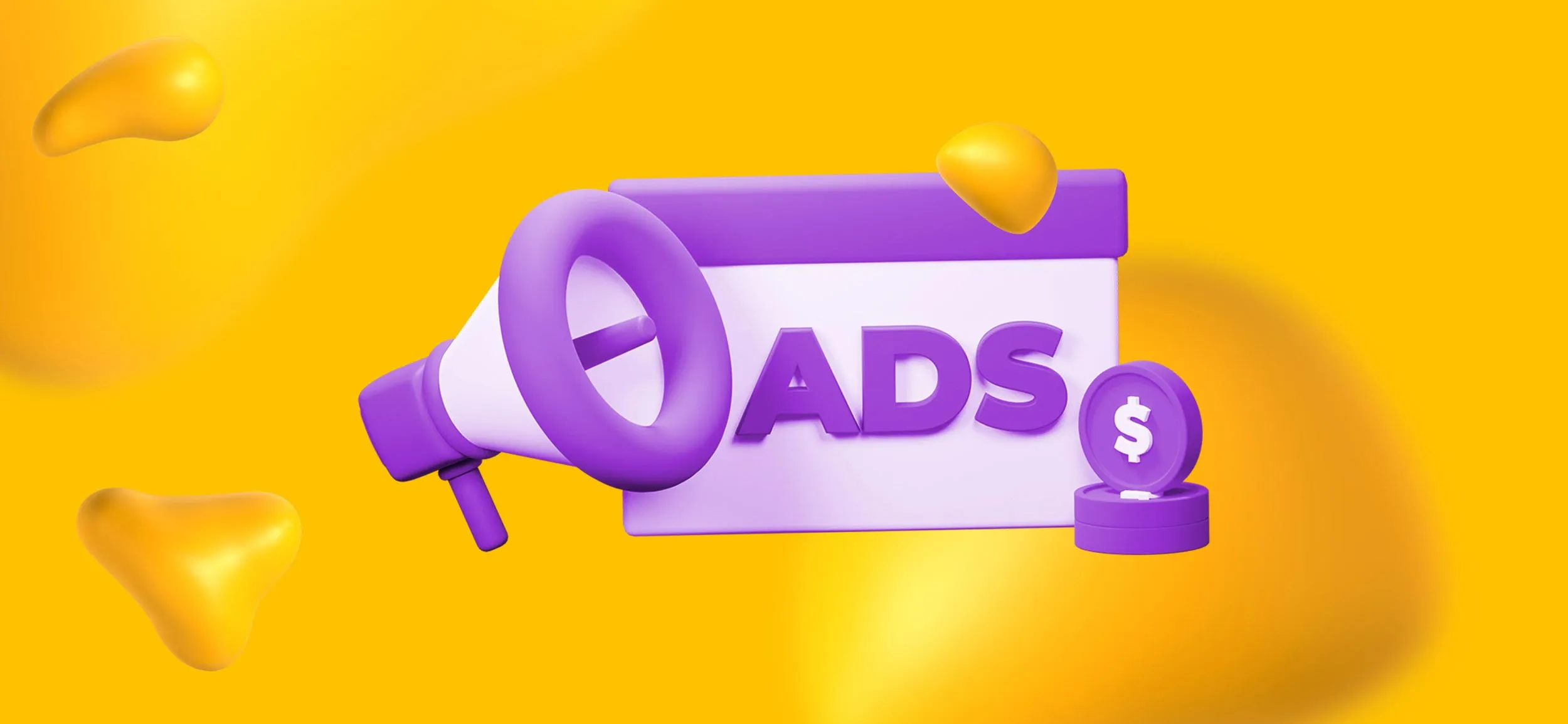 A megaphone and coins for PPC campaigns that amplify your reach.