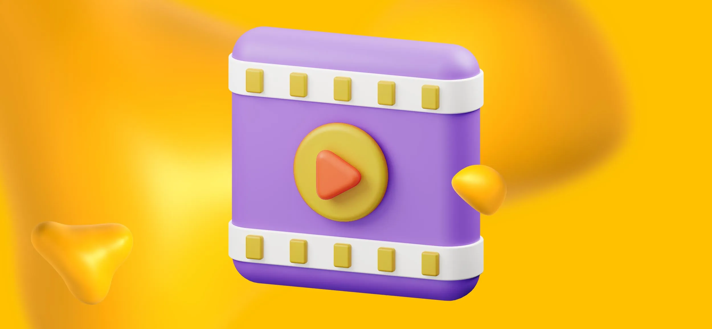 A stylized clip of film with a play button.