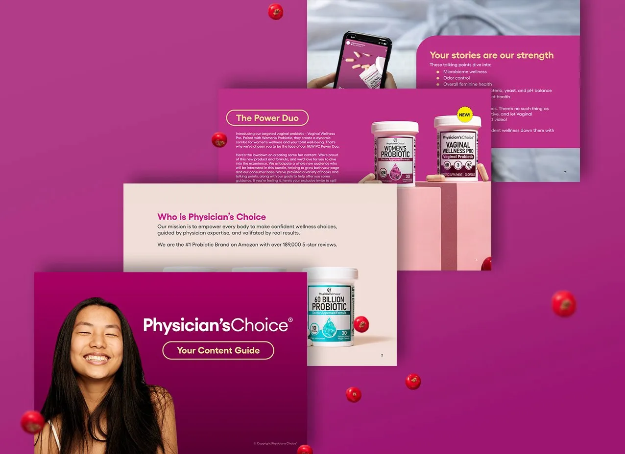 Physician's Choice Marketing Collateral by Designity with viewing the digital deck designs.
