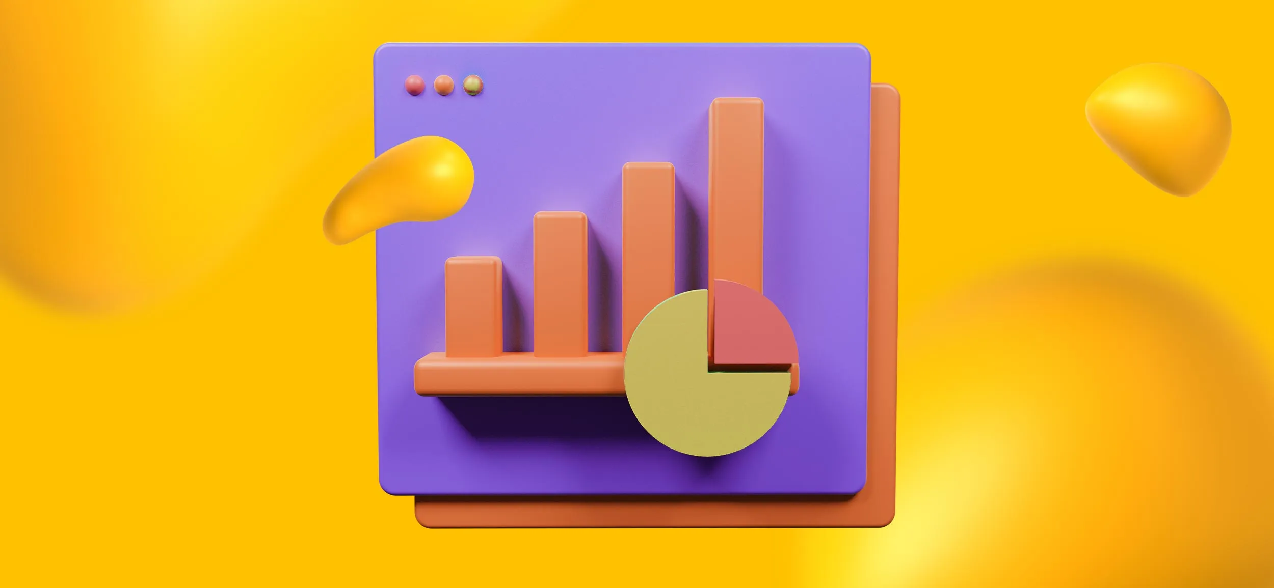 A computer screen showing analytics elements, like a pie chart and bar graph.